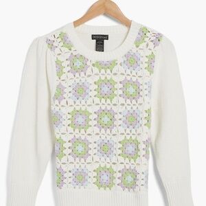 🆕Design History Hand -Crocheted Totally '70s Granny Square Sweater NWT::RHONY::